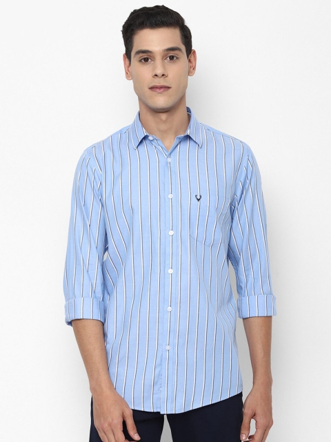 

Allen Solly Men Blue Slim Fit Opaque Striped Cotton Casual Shirt