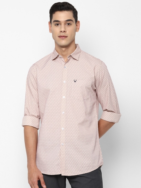 

Allen Solly Men Beige Slim Fit Opaque Printed Cotton Casual Shirt