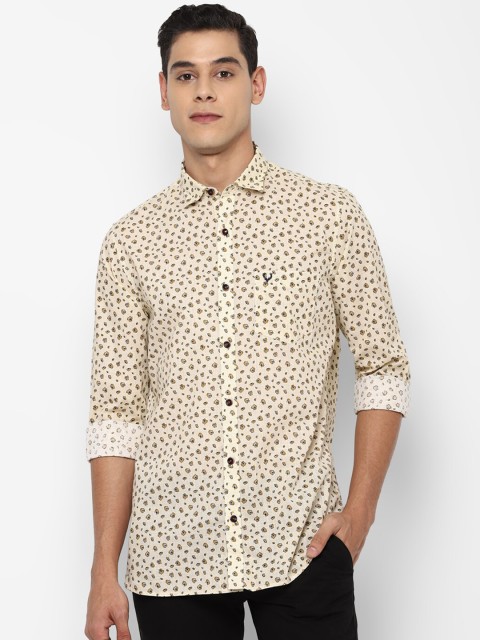 

Allen Solly Men Beige Slim Fit Floral Opaque Printed Cotton Casual Shirt
