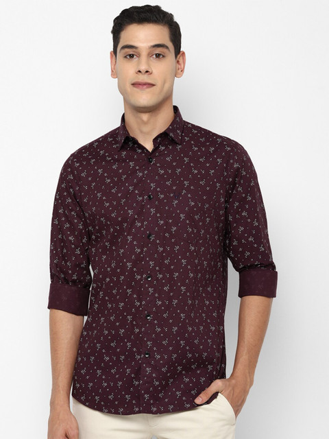 

Allen Solly Men Maroon Slim Fit Floral Opaque Printed Cotton Casual Shirt