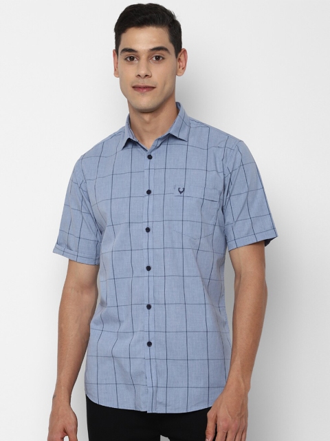 

Allen Solly Men Blue Slim Fit Windowpane Checks Opaque Checked Casual Shirt