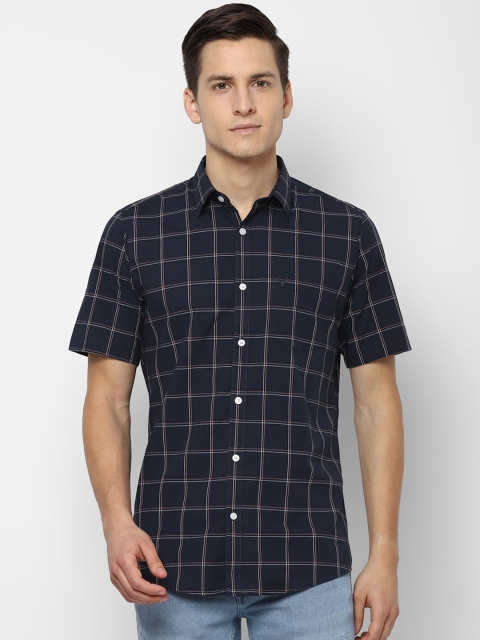 

Allen Solly Men Navy Blue Slim Fit Windowpane Checks Opaque Checked Casual Shirt