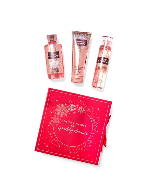 

Bath & Body Works Holiday Wishes & Sparkly Dreams A Thousand Wishes Gift Box Set, Red