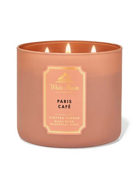 

Bath & Body Works White Barn Peach-Coloured Paris Cafe Scented 3-Wick Candle 411 gm