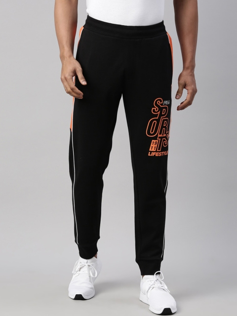 

FILA Men Black & Orange Solid Joggers