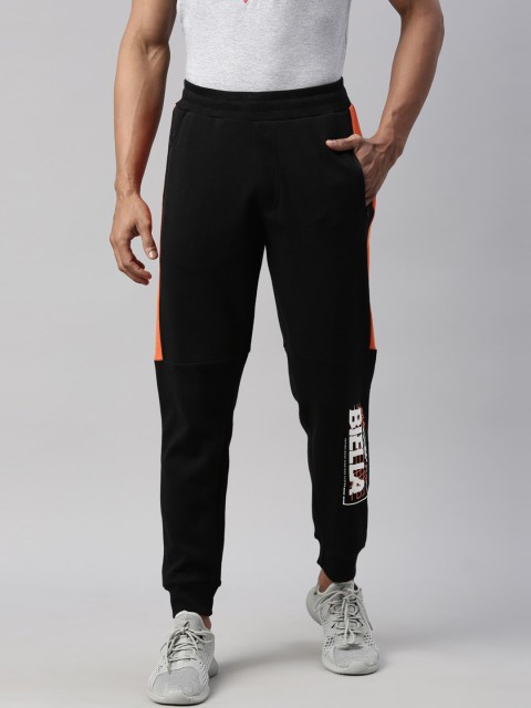 

FILA Men Black & Orange Solid Joggers