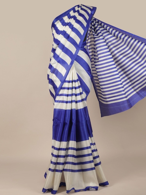 

Pothys Blue & White Striped Saree