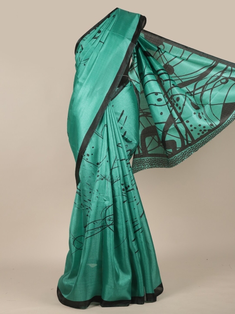 

Pothys Green & Black Abstract Printed Saree