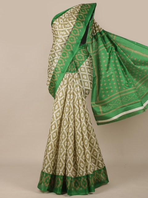 

Pothys Green Printed Cotton Blend Saree