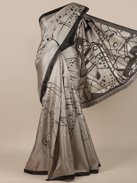 

Pothys Grey & Black Printed Saree