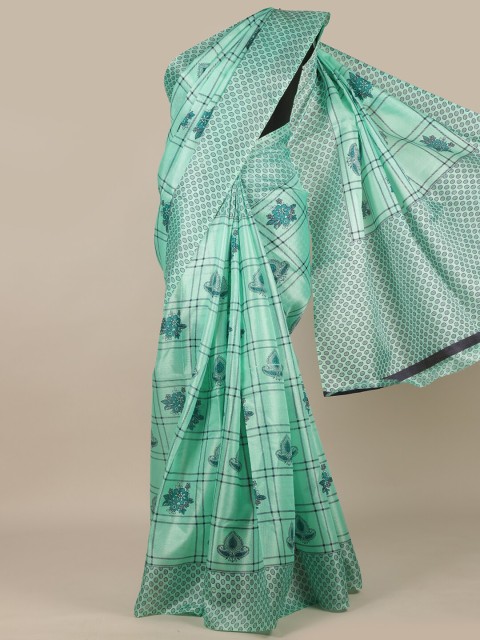 

Pothys Green & Black Floral Printed Saree