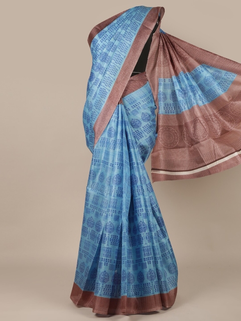

Pothys Blue & Brown Floral Saree