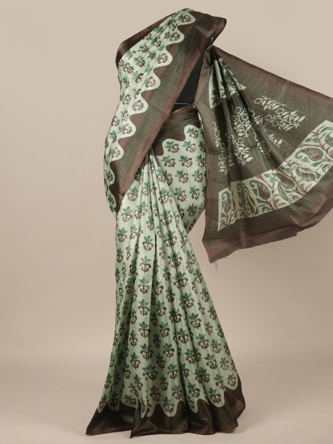 

Pothys Green & Brown Floral Saree