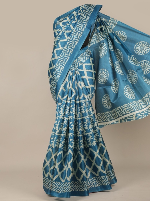 

Pothys Blue & Off White Printed Saree