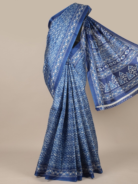 

Pothys Blue & White Batik Saree