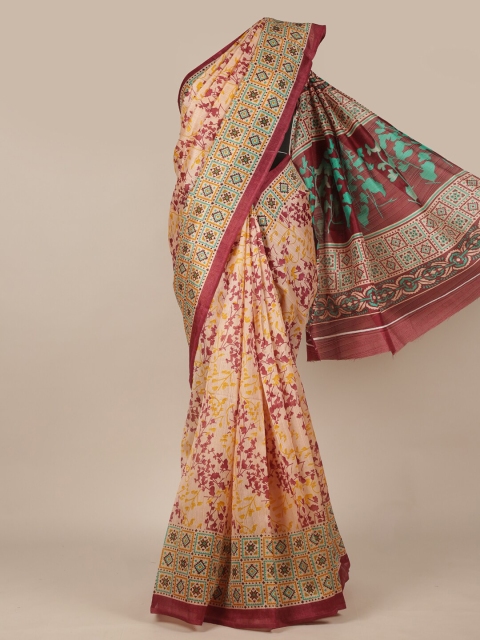 

Pothys Peach-Coloured Floral Saree