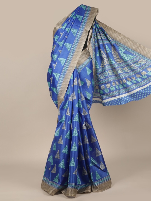 

Pothys Blue & Grey Floral Saree