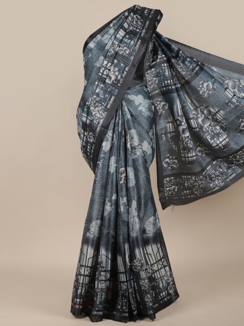 

Pothys Blue & Black Floral Printed Saree