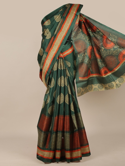 

Pothys Green & Orange Ethnic Motifs Printed Saree