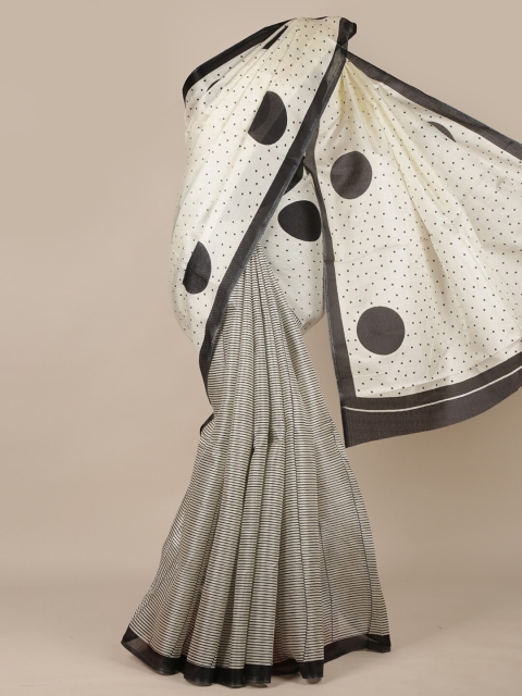

Pothys White & Black Cotton Blend Saree