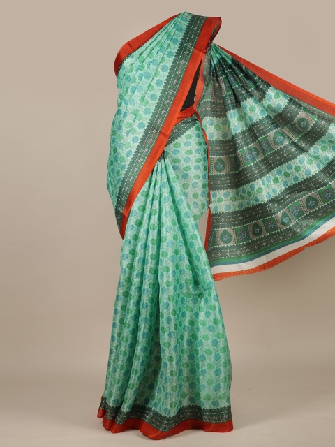 

Pothys Green & Red Floral Printed Cotton Blend Saree