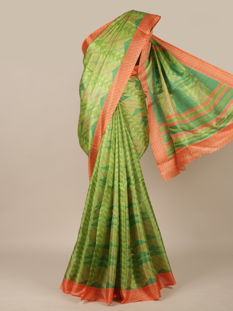 

Pothys Green & Orange Printed Saree