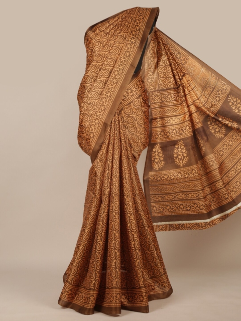 

Pothys Brown Paisley Printed Cotton Blend Saree