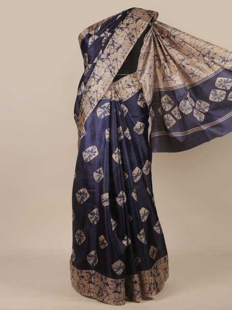 

Pothys Blue & Beige Bandhani Printed Saree