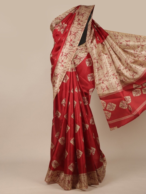 

Pothys Maroon & Beige Batik Saree
