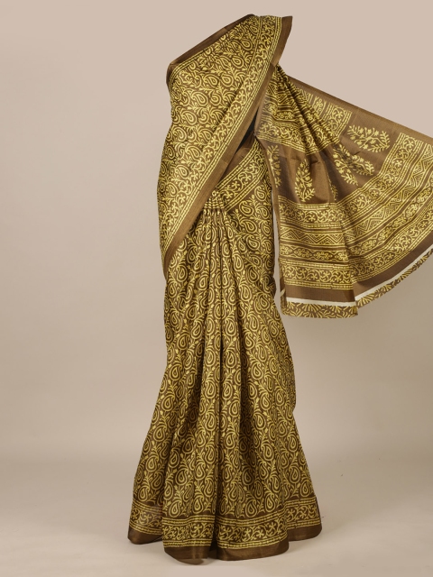 

Pothys Brown & Yellow Paisley Saree