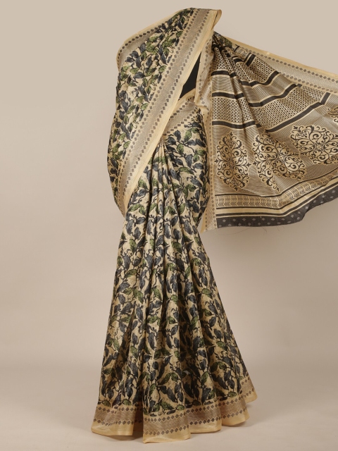 

Pothys Peach-Coloured & Green Floral Saree