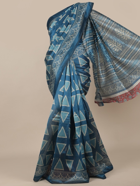 

Pothys Blue & Grey Printed Saree