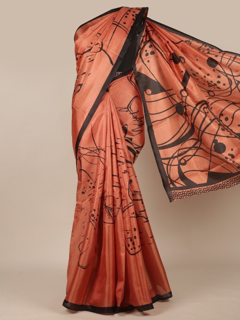 

Pothys Rust & Black Ethnic Motifs Saree