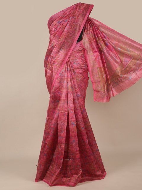 

Pothys Pink & Blue Ethnic Motifs Printed Saree