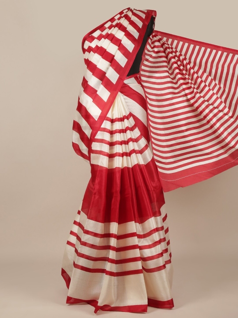 

Pothys Red & White Striped Saree