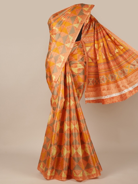

Pothys Orange & Yellow Cotton Blend Saree