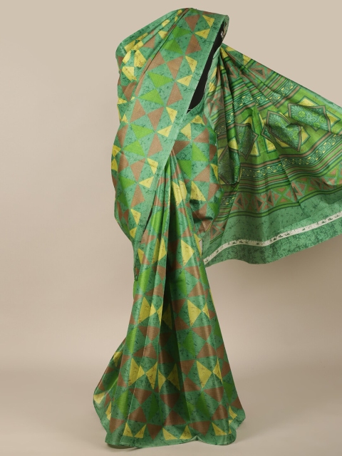 

Pothys Green & Tan Printed Cotton Blend Saree