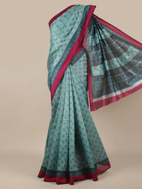 

Pothys Green & Blue Ethnic Motifs Saree