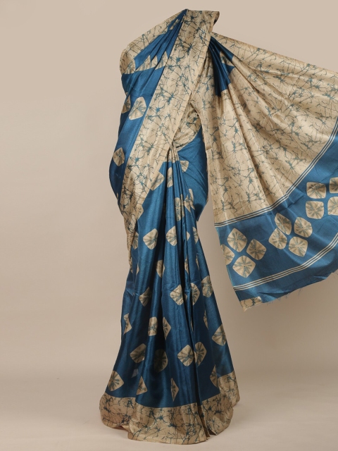 

Pothys Blue & Beige Batik Saree