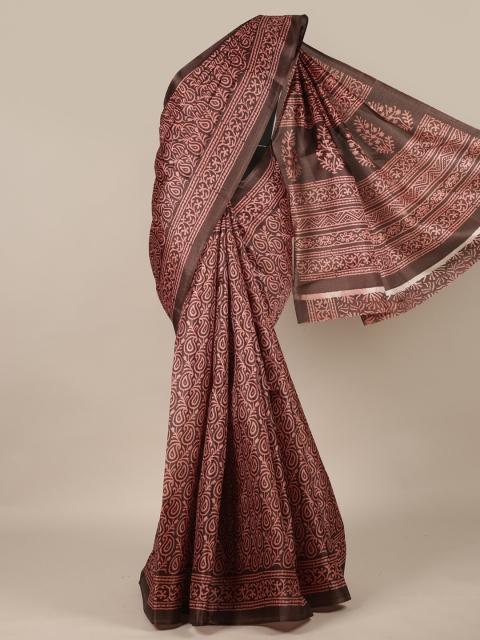 

Pothys Brown & Black Floral Printed Saree