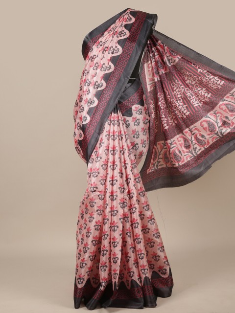 

Pothys Pink & Black Floral Saree