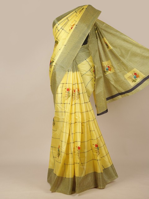 

Pothys Yellow & Red Floral Printed Cotton Blend Saree