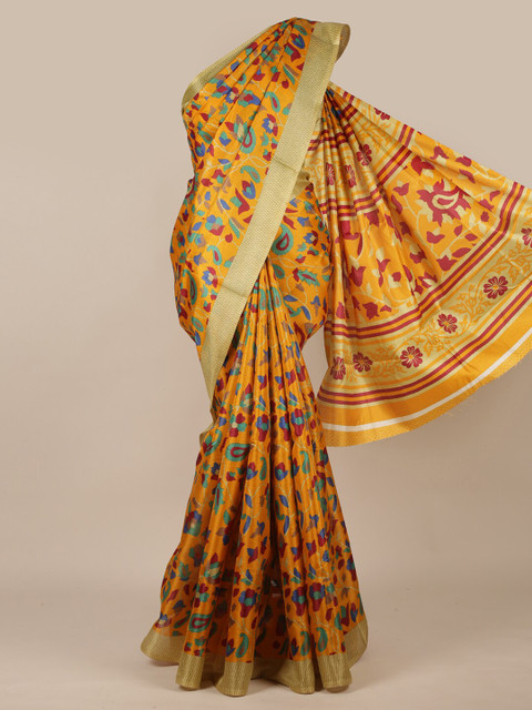 

Pothys Mustard & Red Floral Printed Saree