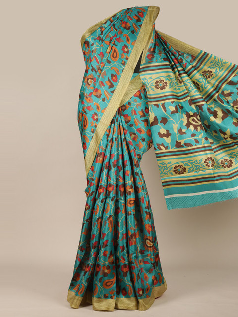 

Pothys Green & Orange Ethnic Motifs Saree