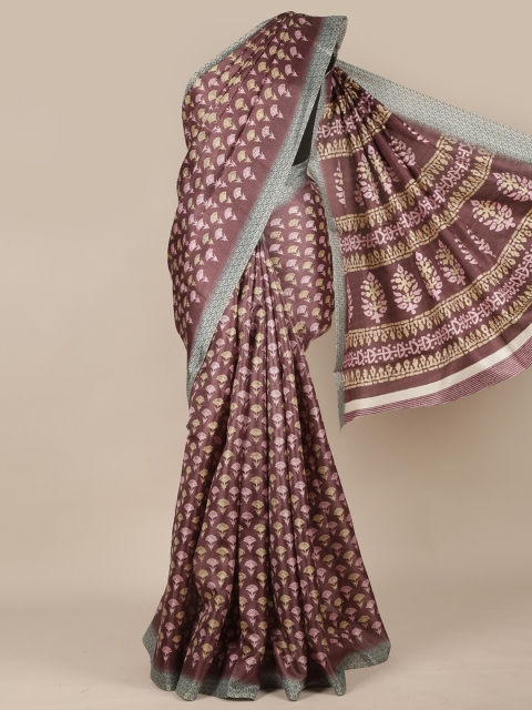

Pothys Purple & Grey Floral Printed Saree
