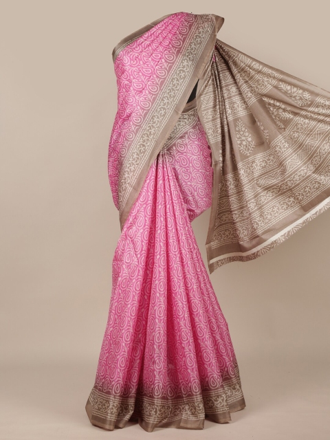 

Pothys Pink & Taupe Paisley Saree