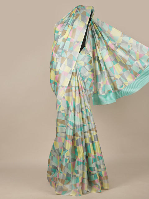 

Pothys Blue & Yellow Cotton Blend Saree