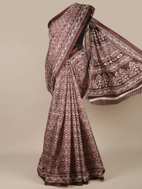 

Pothys Mauve & White Cotton Blend Saree