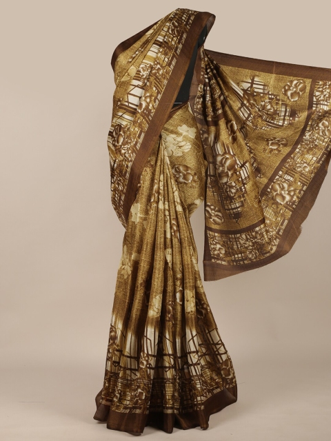 

Pothys Green & Brown Floral Saree