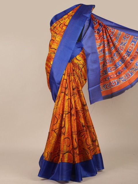 

Pothys Orange & Blue Printed Saree